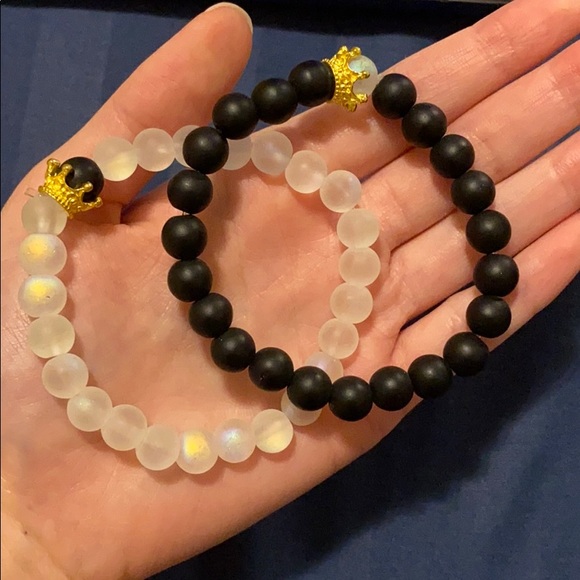 His and Hers Crown Opal Gemstone Bracelets - Picture 2 of 2